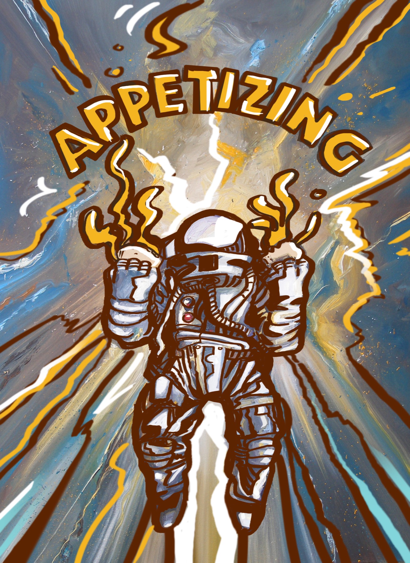 "Appetizing" painting, astronaut, finished