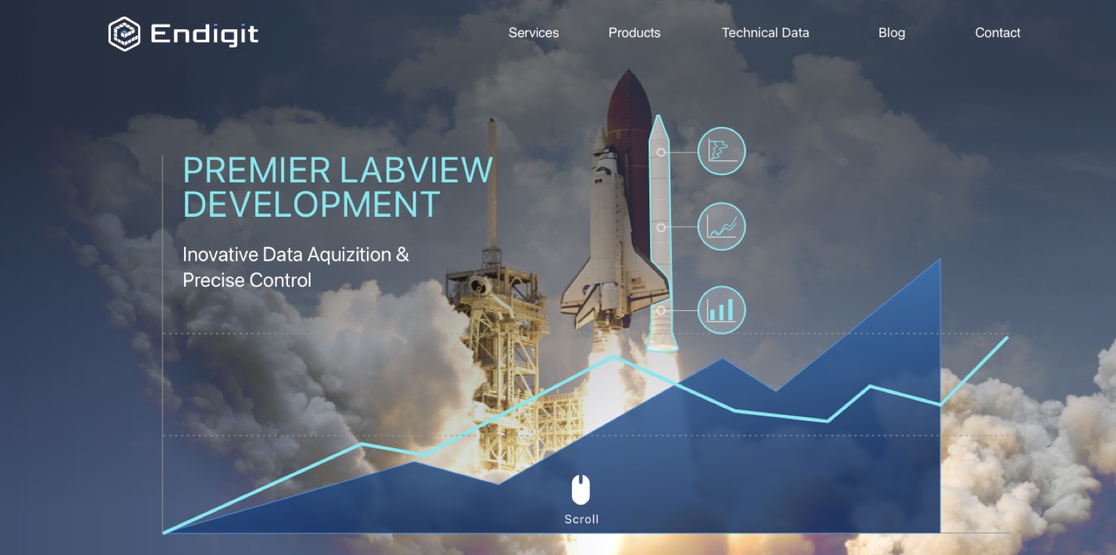 Endigit website homepage design, 2017