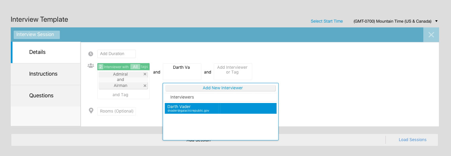 Coordinate flow: predictive text completing an interviewer name