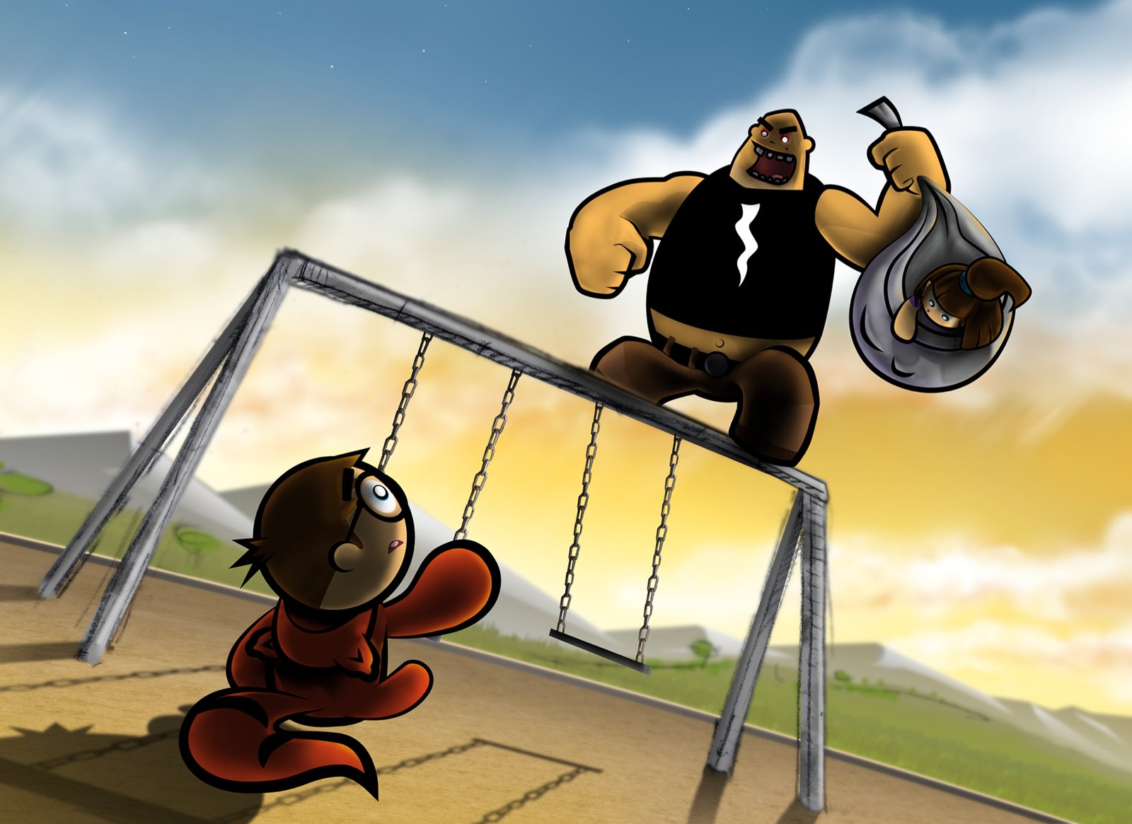 Run Kitty Run Opening Scene storyboard and final artwork