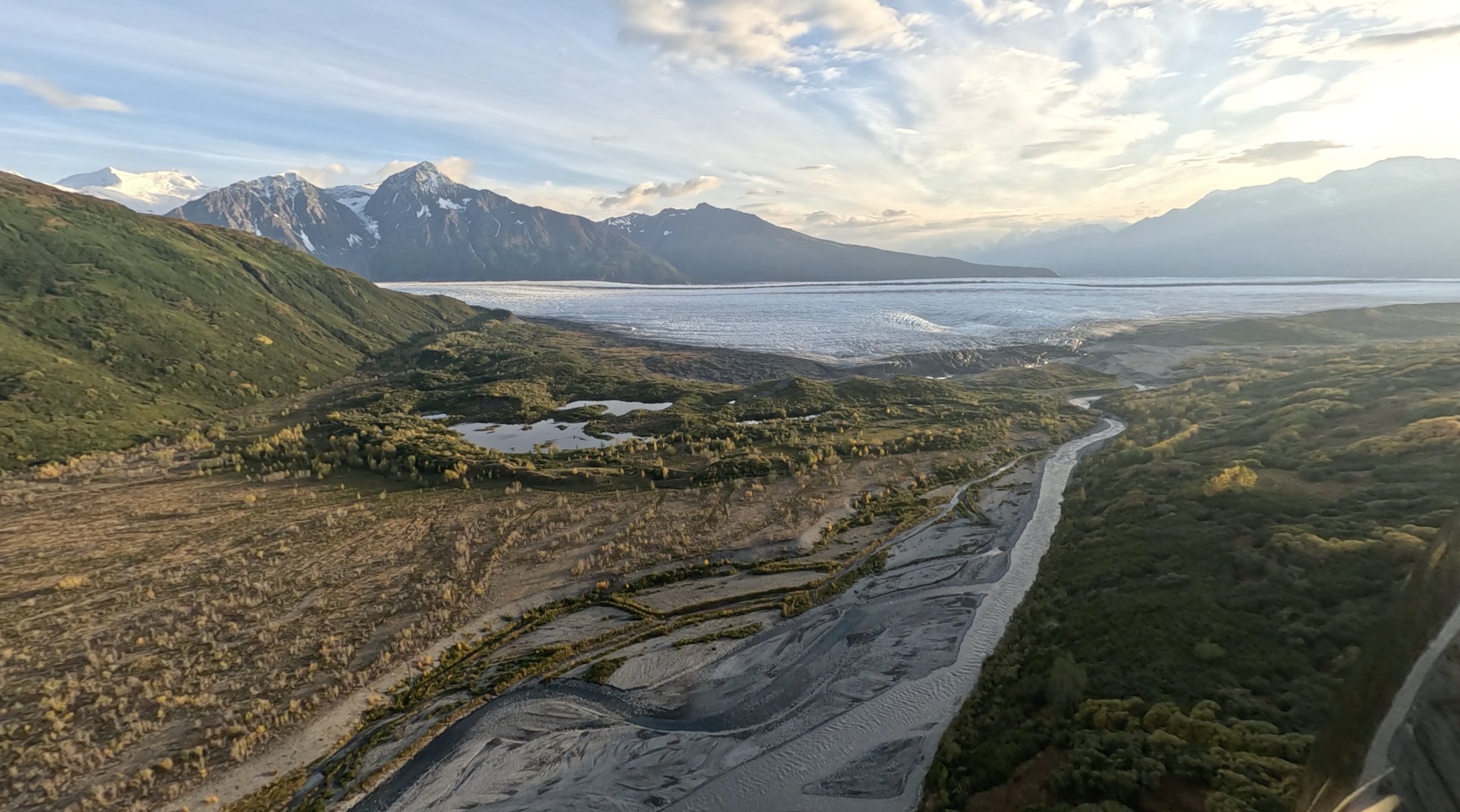 Aerial view of a coastal mountain ridge, Alaska