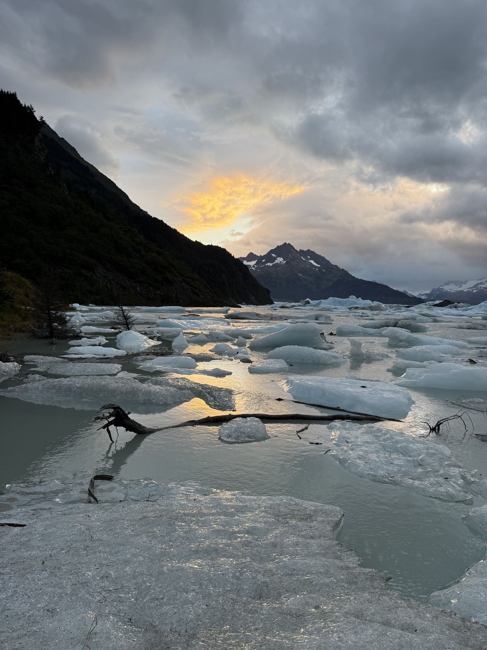 Glacier ice field at sunset, Alaska