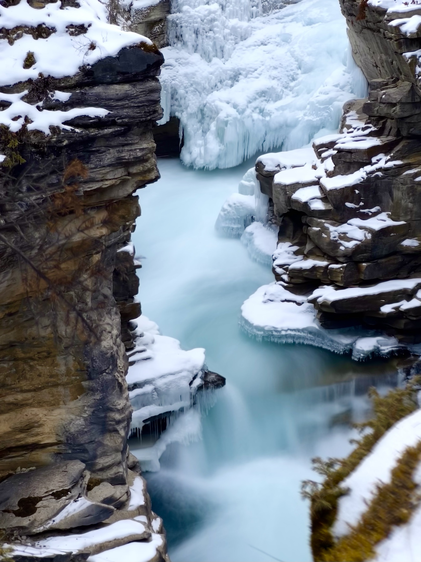 A frozen canyon with turquoise ice, Banff