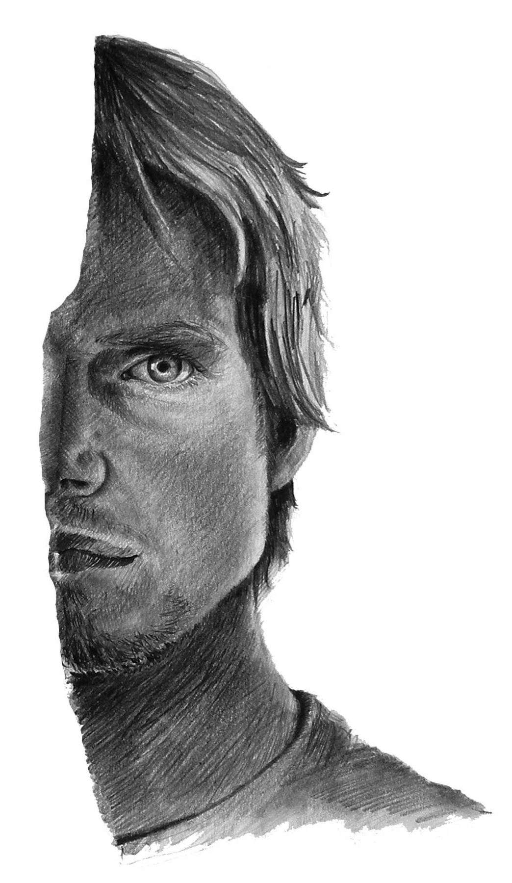 Self portrait, graphite, profile