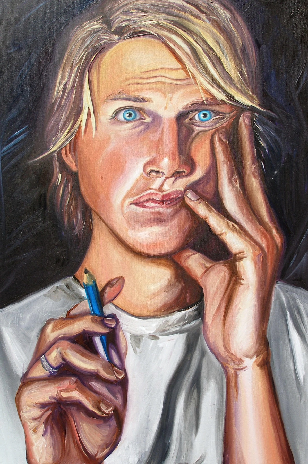 Self portrait, oil on canvas