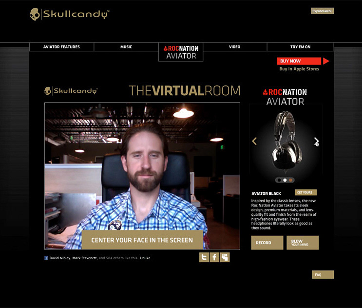 Skullcandy Virtual Room prompting the shopper to center their face in the webcam frame