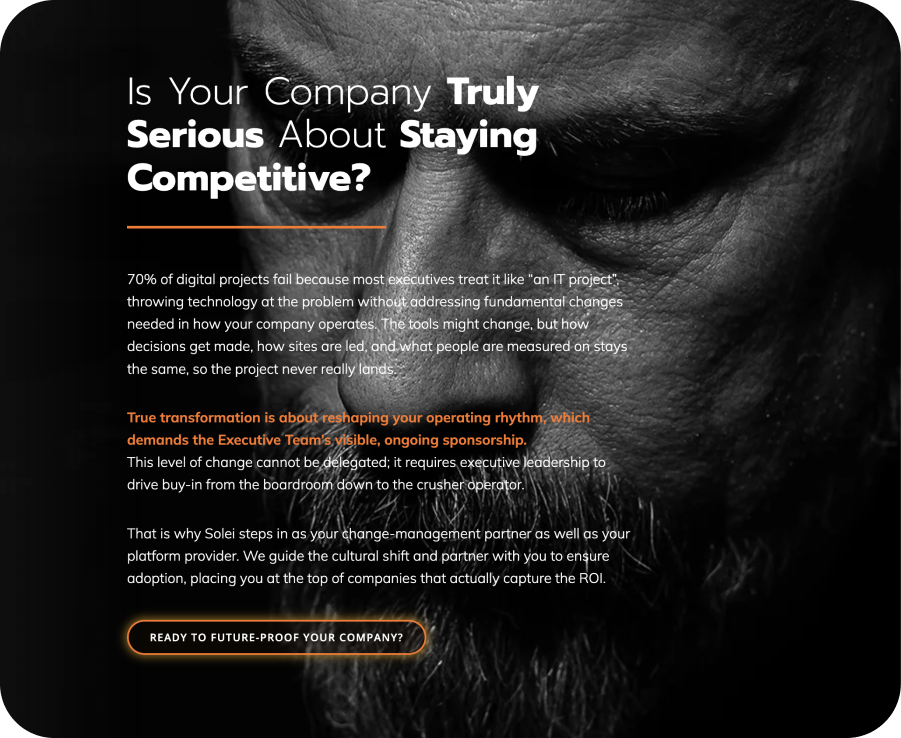 Solei.io page: "Is Your Company Truly Serious About Staying Competitive?"