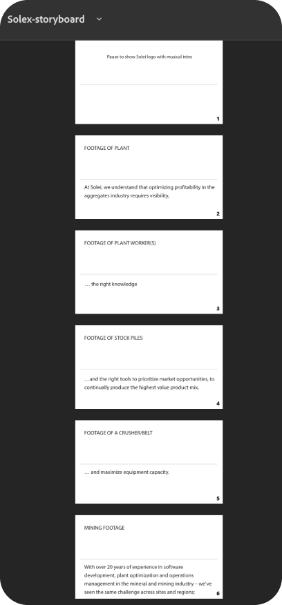 Crude storyboard shared with stakeholders as a PDF