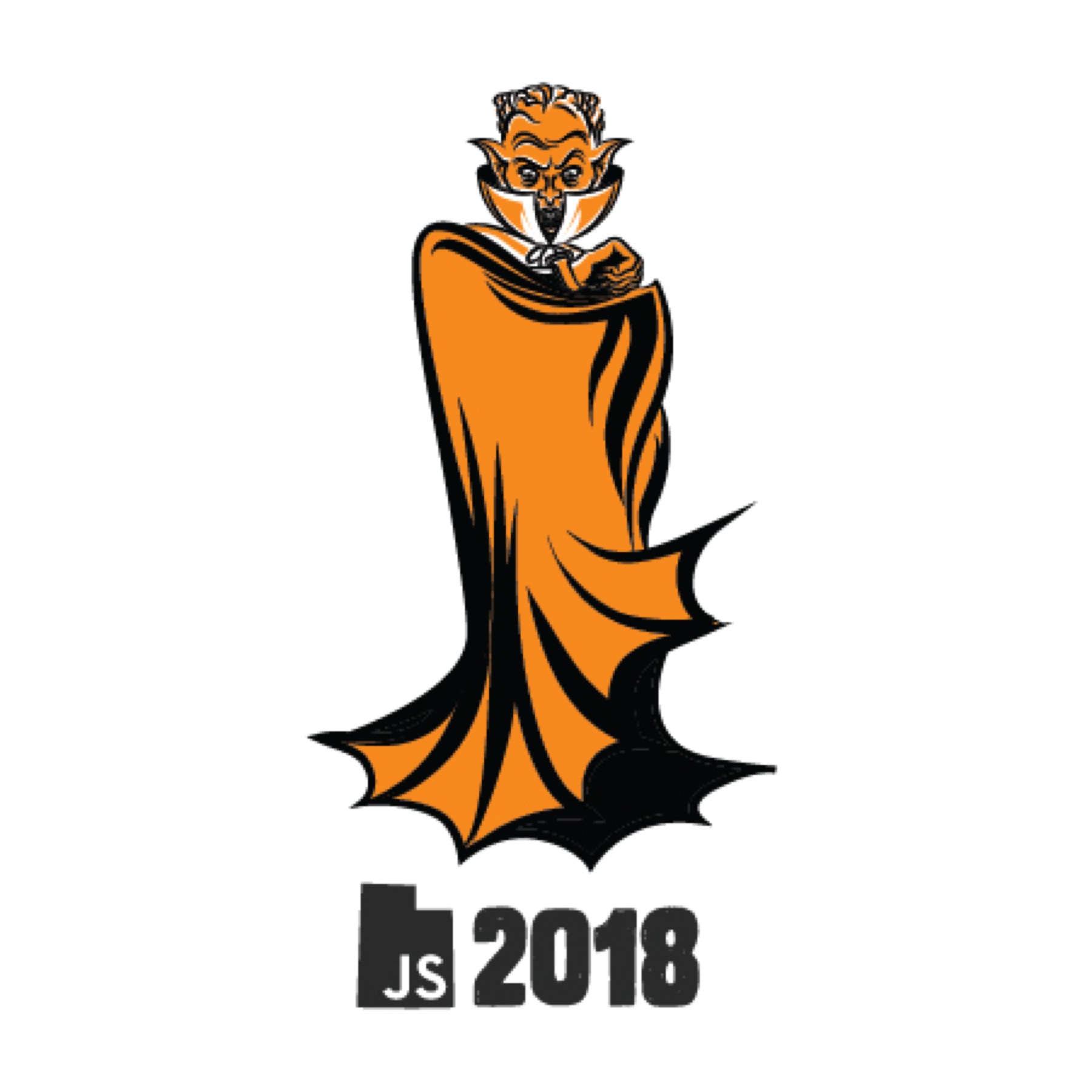 UtahJS 2018 sticker, vampire on a phone