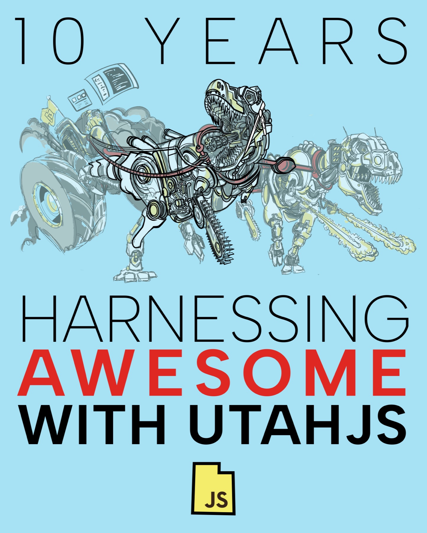 UtahJS 10-year anniversary poster, rough sketch