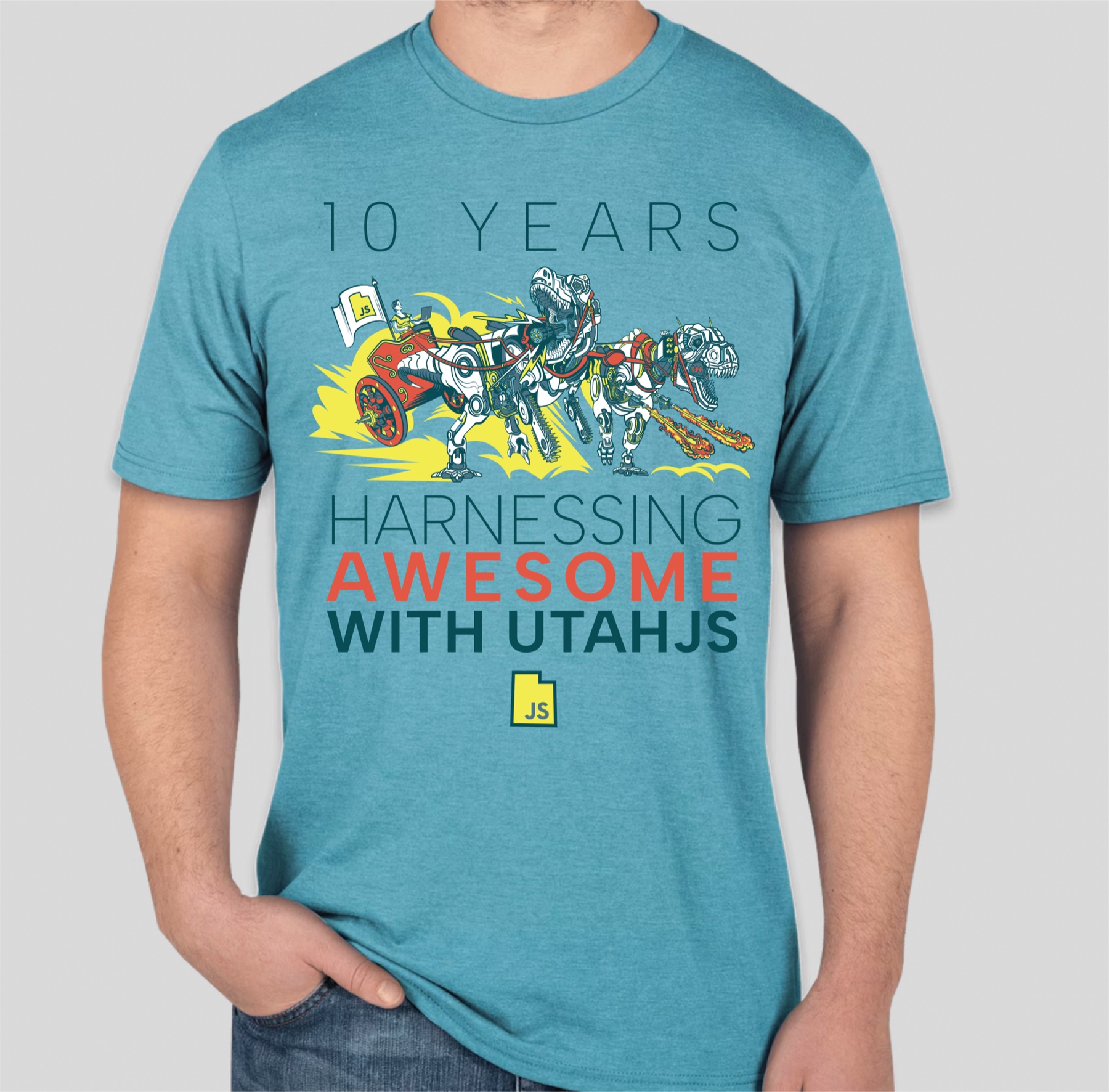 UtahJS 10-year anniversary shirt, printed and worn