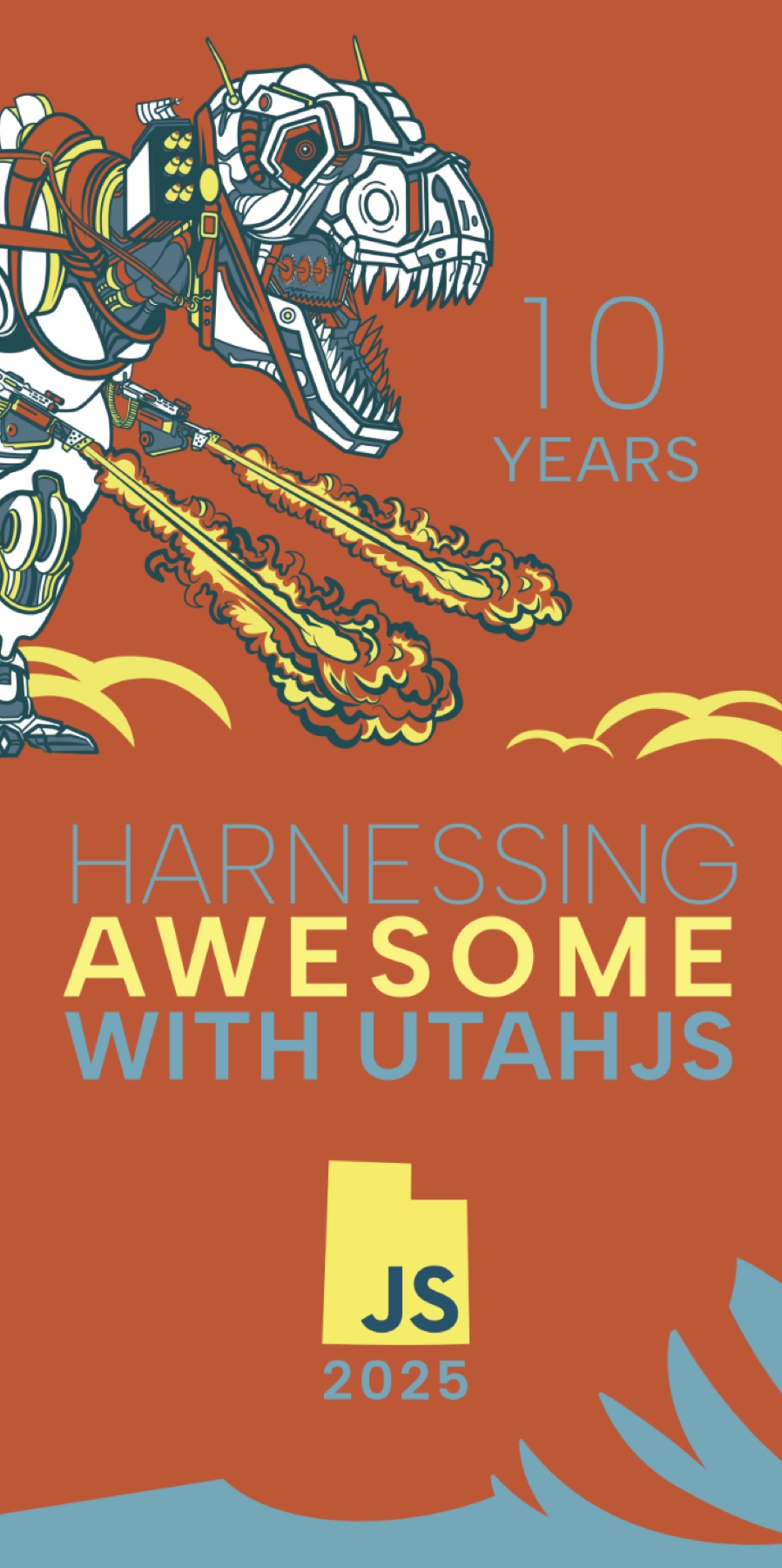 UtahJS 10-year anniversary poster, orange colorway
