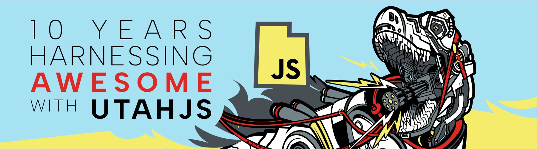 UtahJS 10-year anniversary banner, sky-blue colorway