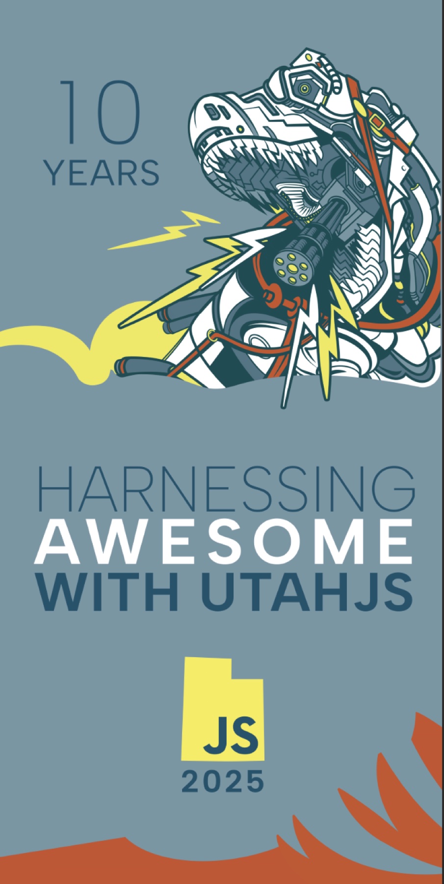UtahJS 10-year anniversary poster, slate-blue colorway